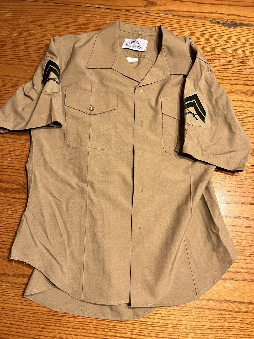 USMC DSCP Khaki Shirt Short Sleeve 16.5 Military Unif NSN: 8405-01-515-8975